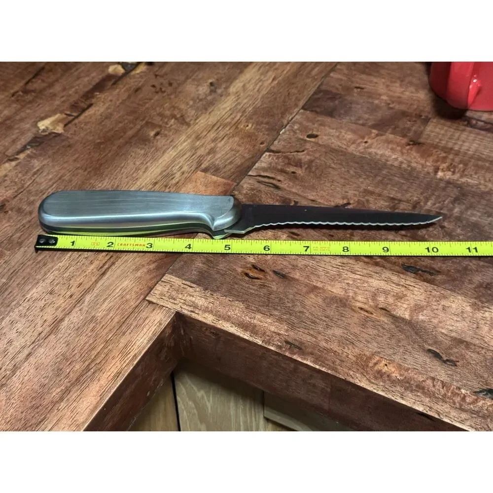GINSU Stainless Steel Serrated Edge Boning Knife ~ Metal Handle